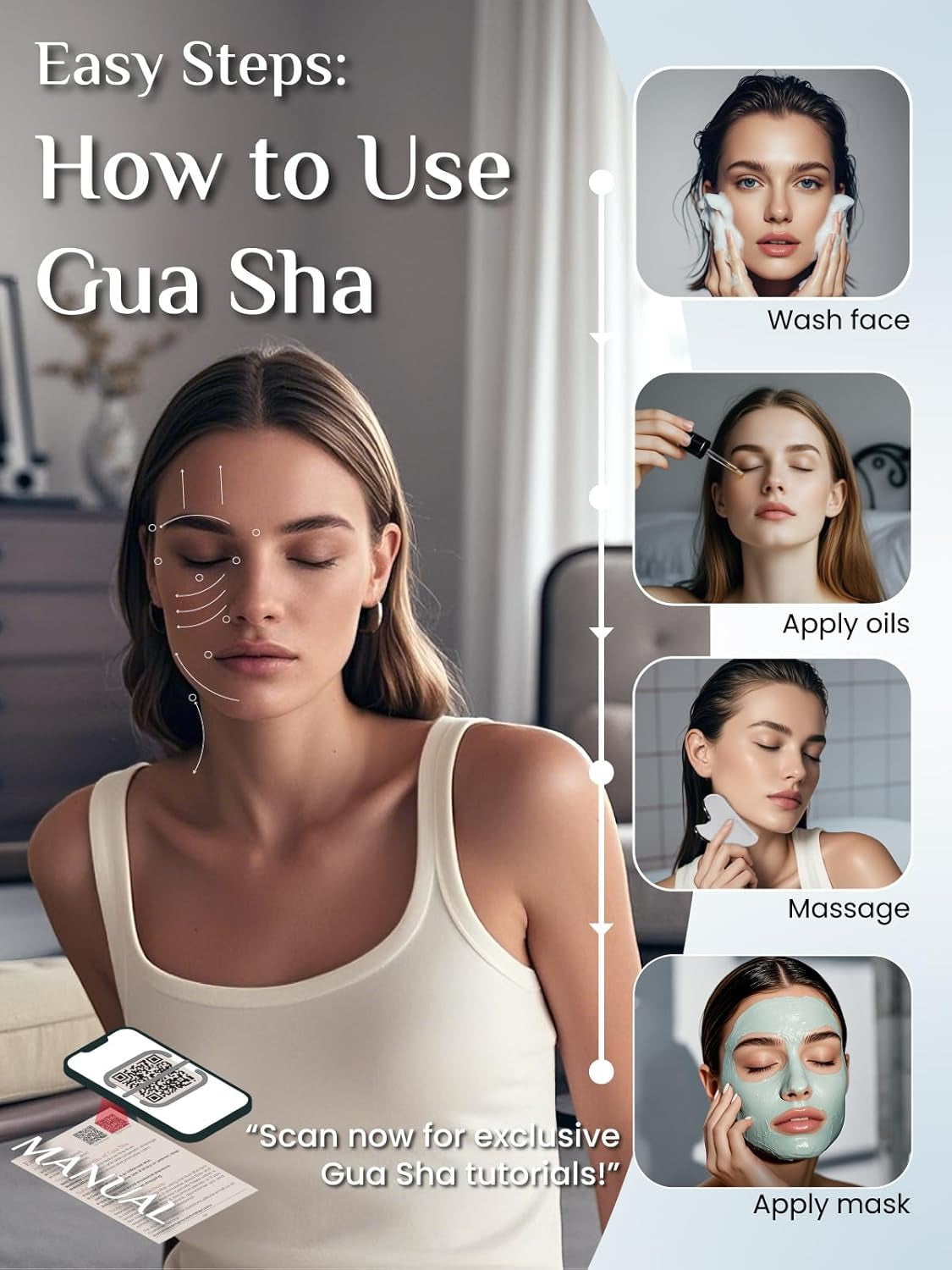 Gua Sha Facial Tool, Stainless Steel Gua Sha Board for SPA Acupuncture, Metal Gua Sha for Body Face Neck and Eye, Skin Care Gift for Woman