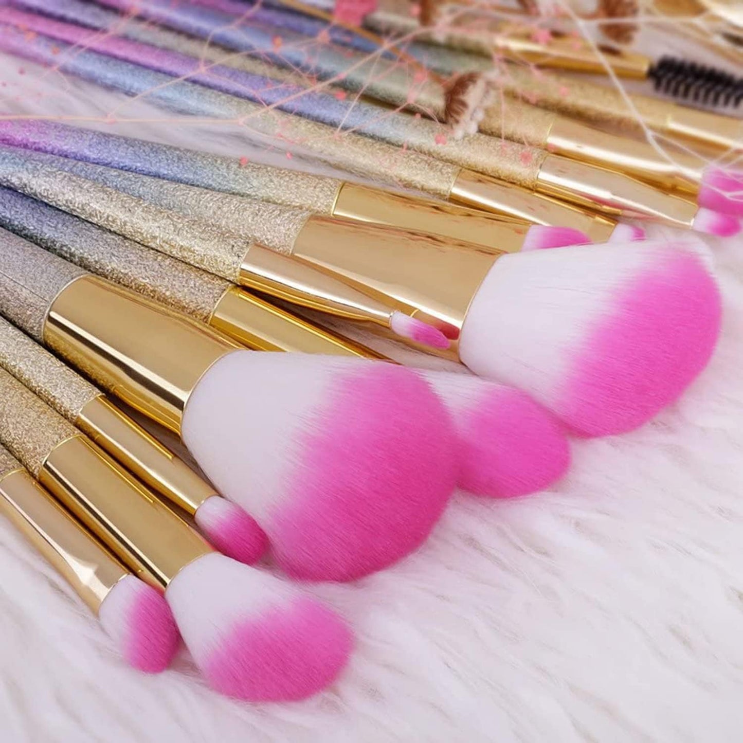 16Pcs Makeup Brushes Set, Professional Make up Brushes with Rainbow Box, Foundation Eyebrow Concealer Eyeshadow Bronzer Blush Contour Powder Eyeline Lip Makeup Brush Set