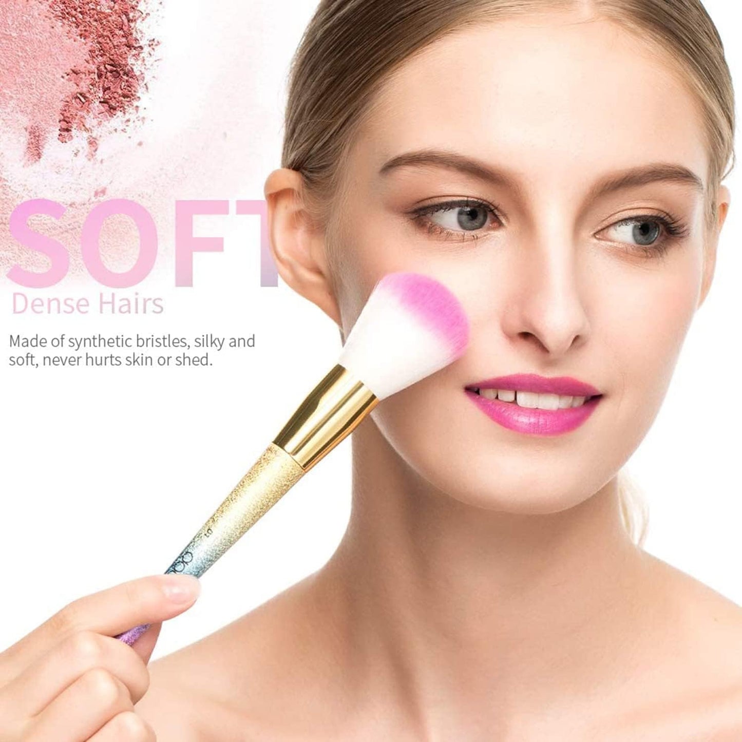16Pcs Makeup Brushes Set, Professional Make up Brushes with Rainbow Box, Foundation Eyebrow Concealer Eyeshadow Bronzer Blush Contour Powder Eyeline Lip Makeup Brush Set