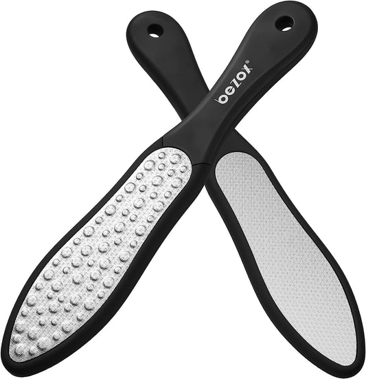 Premium Foot File, Double Side Pedicure Rasp, Dead Hard Cracked Skin Calluses Remover, Portable Foot Care Tool, Heavy Duty Stainless Steel (Soft Silicone Handle)