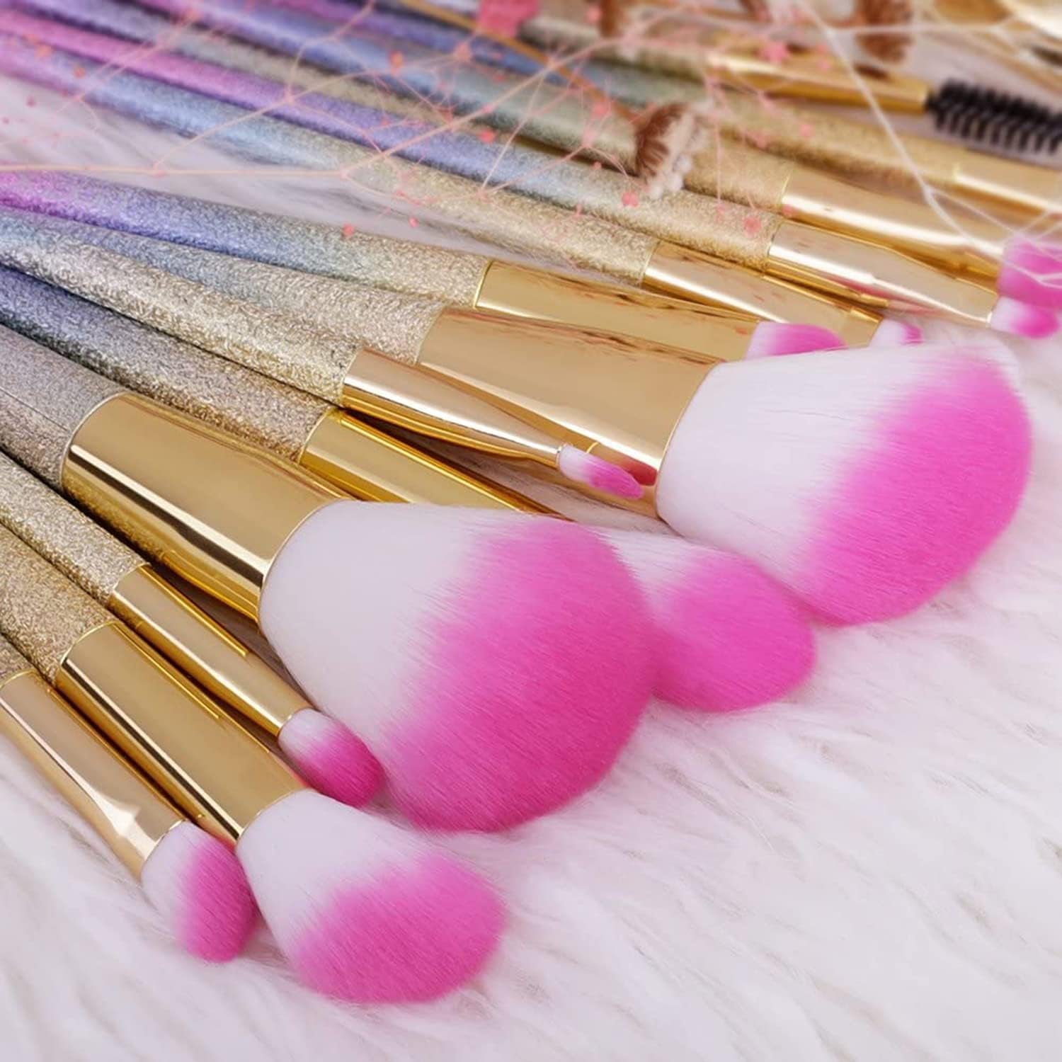 16Pcs Makeup Brushes Set, Professional Make up Brushes with Rainbow Box, Foundation Eyebrow Concealer Eyeshadow Bronzer Blush Contour Powder Eyeline Lip Makeup Brush Set